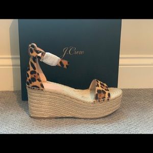 J Crew NWB size 11 Calf Hair Platform Wedge Espadrilles in Rich Mahogany
